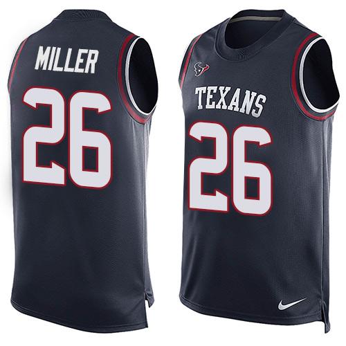 Nike Texans #26 Lamar Miller Navy Blue Team Color Men's Stitched NFL Limited Tank Top Jersey - Click Image to Close